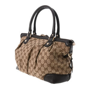 Gucci Leather Bag GG Canvas Beige Tan Sukey